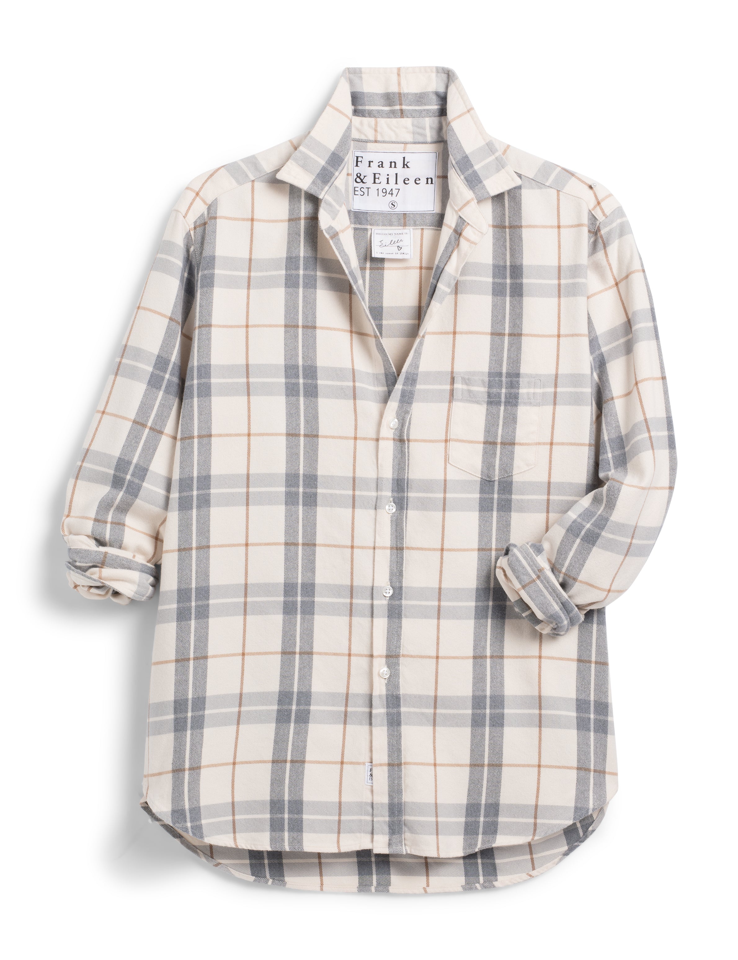 Frank & Eileen グレー系チェックシャツ S Frank & Eileen - Eileen Relaxed Button-Up Shirt in Cream, Camel