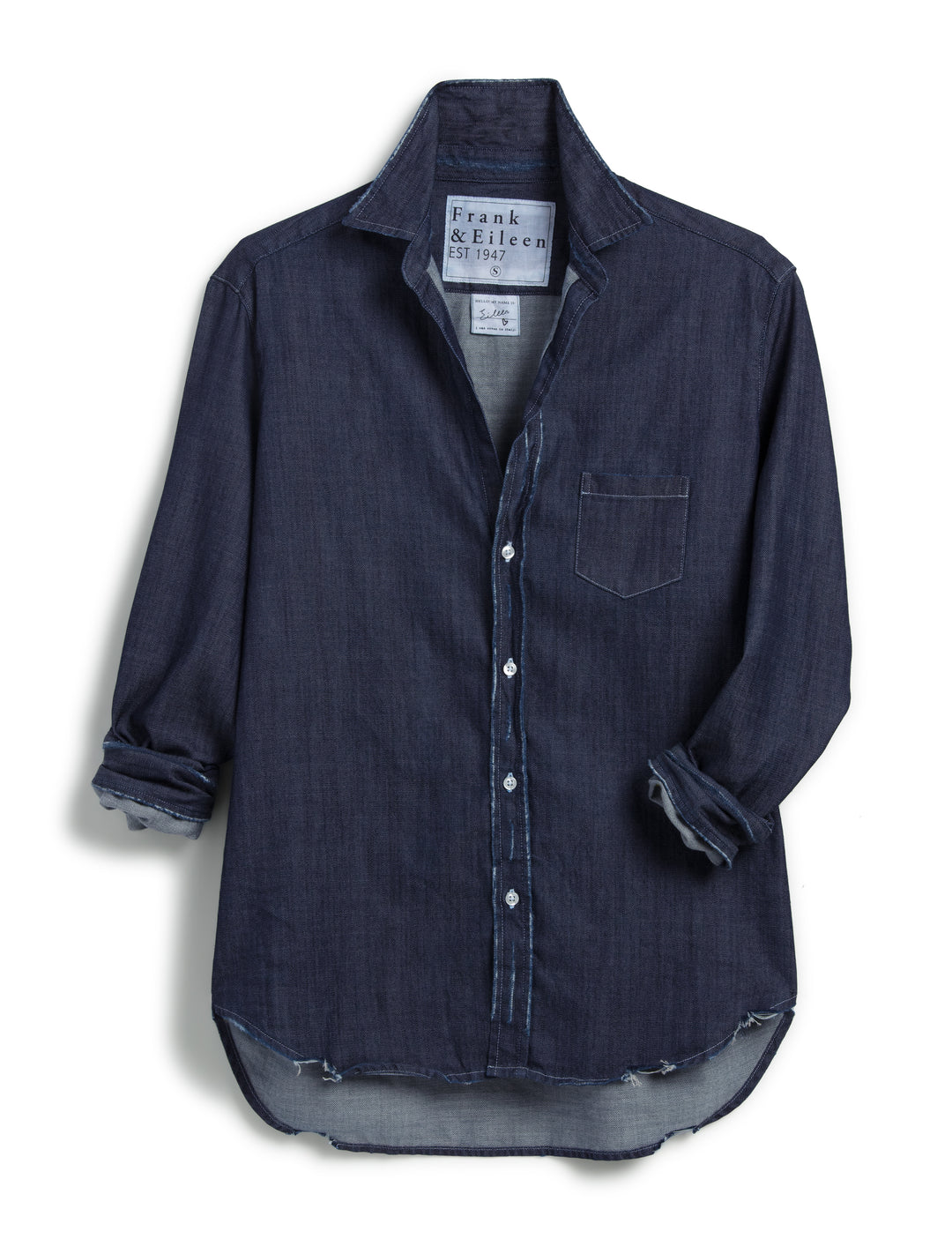 Frank & Eileen Relaxed Eileen Button-Up in Distressed Rinse Denim