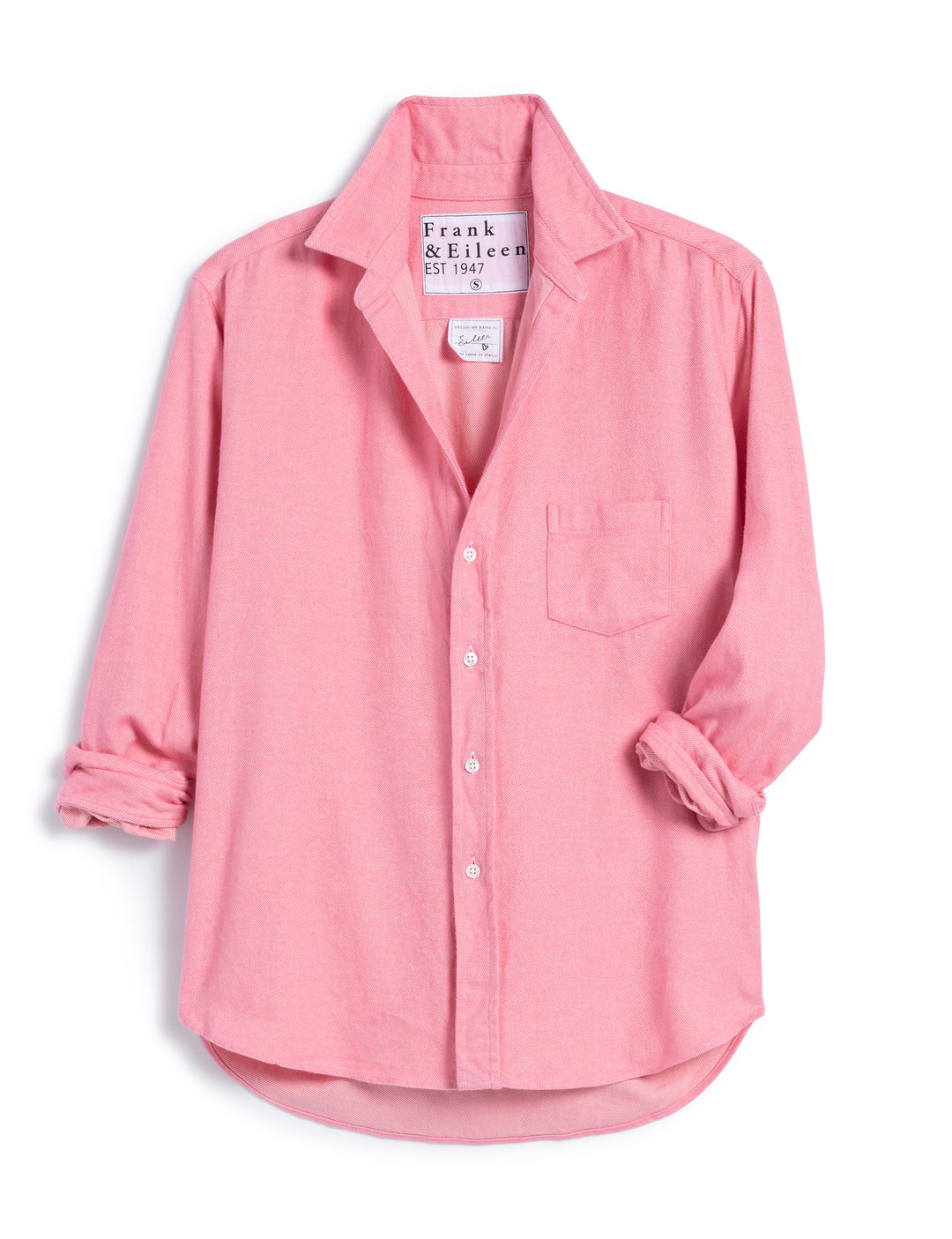Frank & Eileen - Relaxed Button-Up Shirt in Pink Herringbone