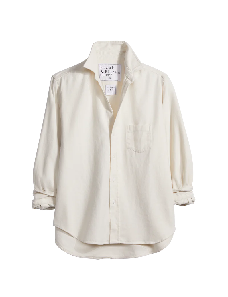 Frank & Eileen - Eileen Relaxed Button-Up Shirt in White Flannel