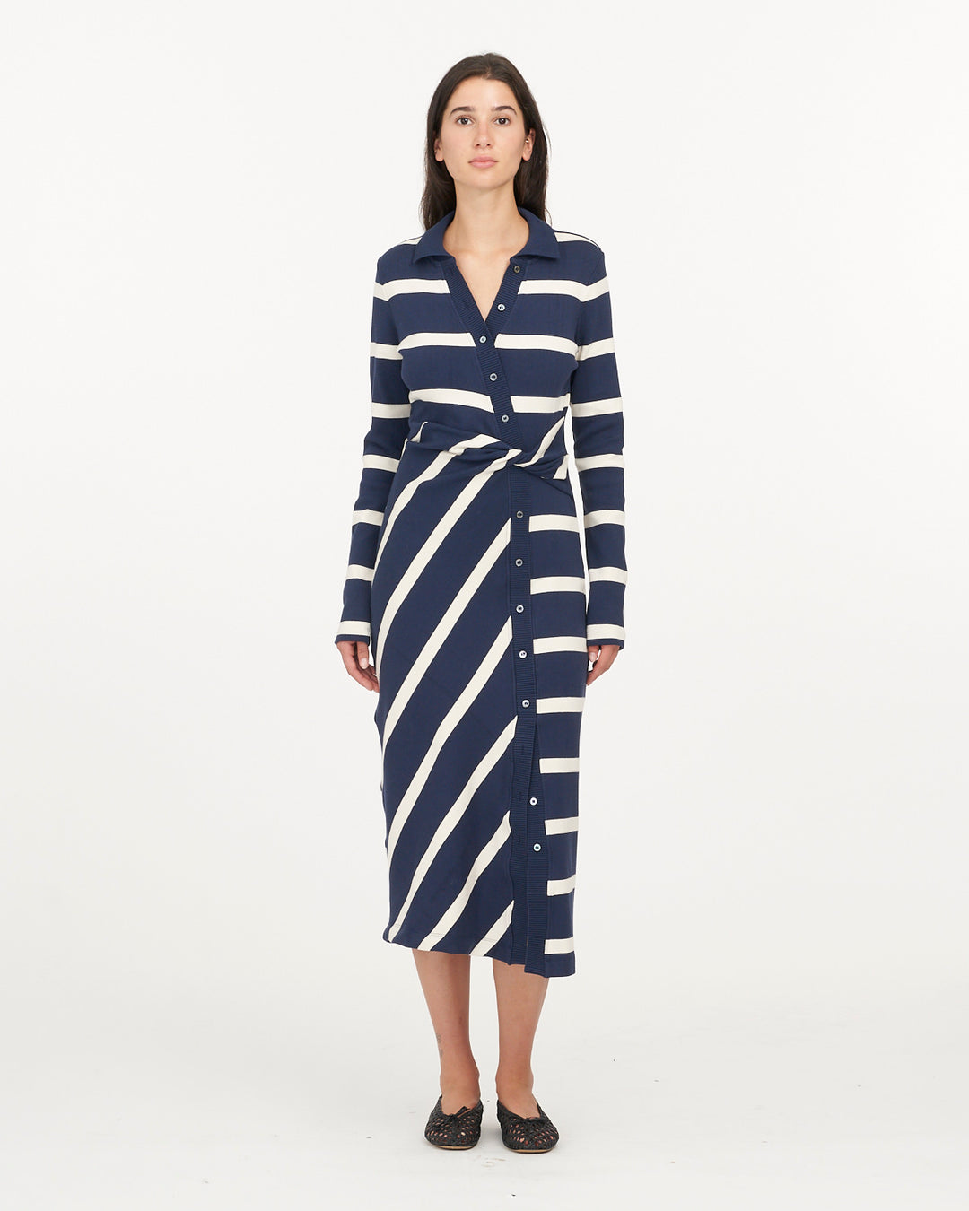 Tanya Taylor  Ellicot Dress in Maritime Blue/Cream