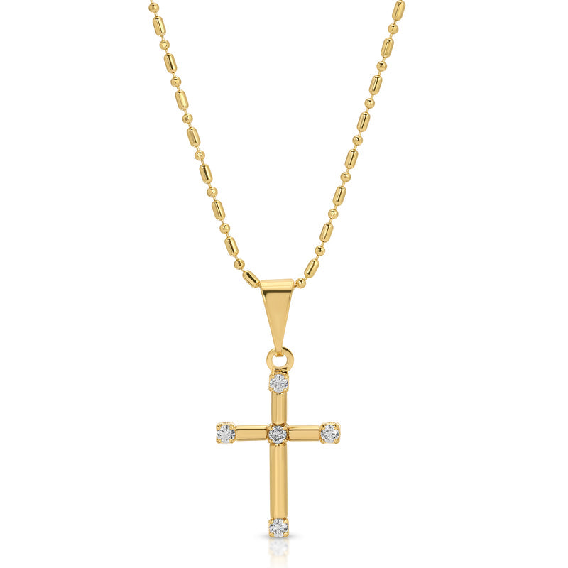 Joy Dravecky - Elizabeth CZ Cross Necklace in Gold