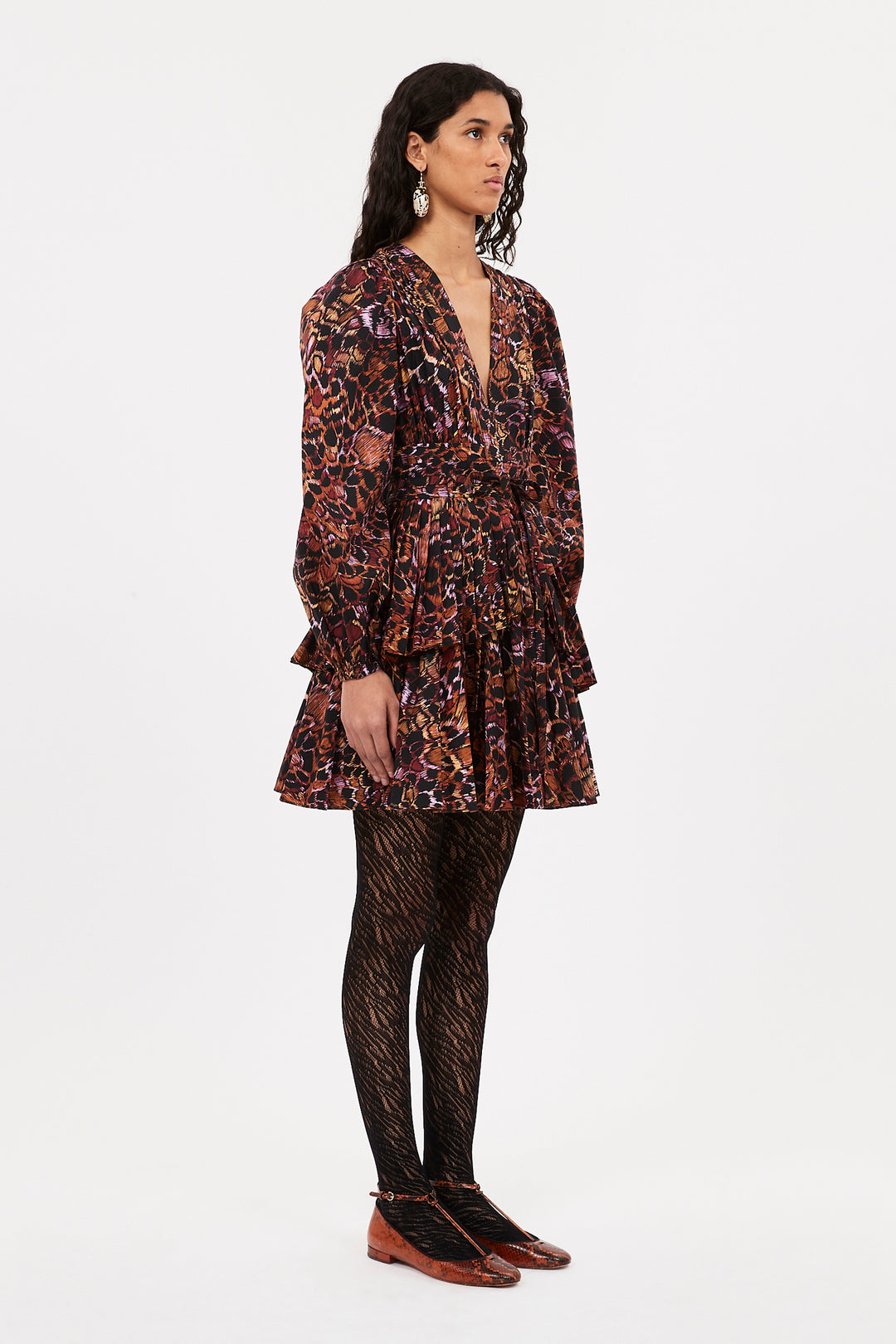 ulla johnson holiday dress Helena ruffled metallic lace midi dress - gold
