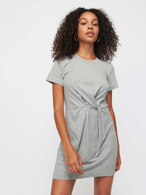 Nation LTD - Fortuna Twisted T-Shirt Dress in Heather Grey