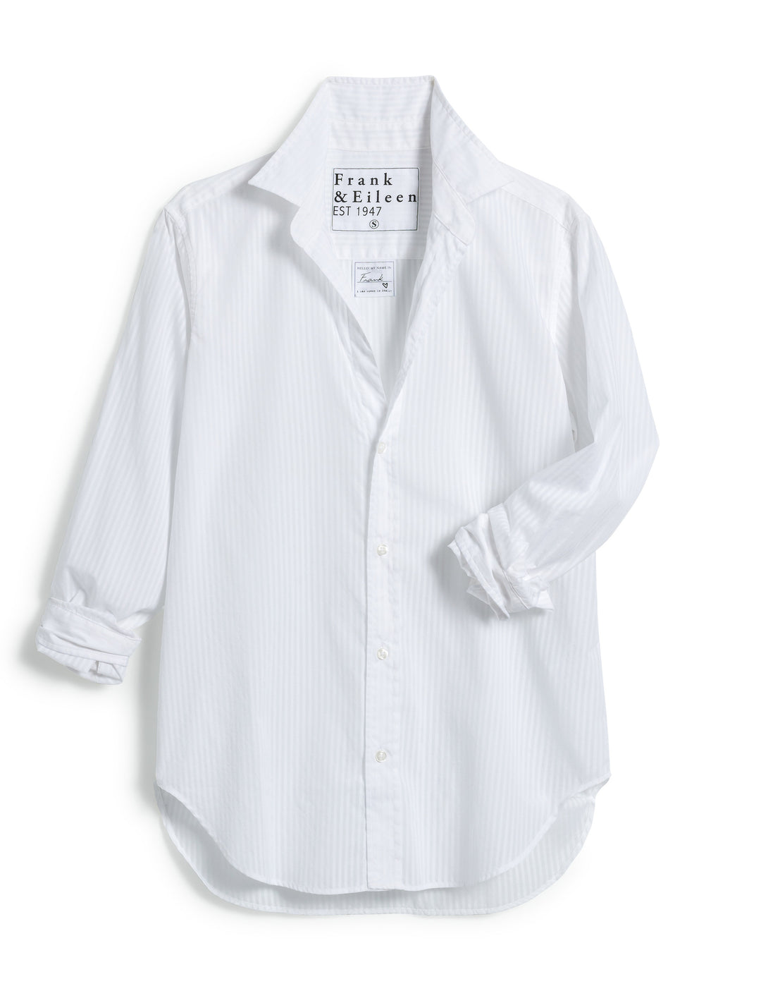 Frank & Eileen - Classic Button-Up Shirt in White on White Stripe