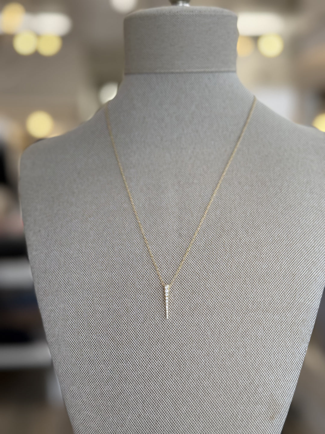 Samira 13 - Pave Diamond Single Spike Necklace in 14K Yellow Gold