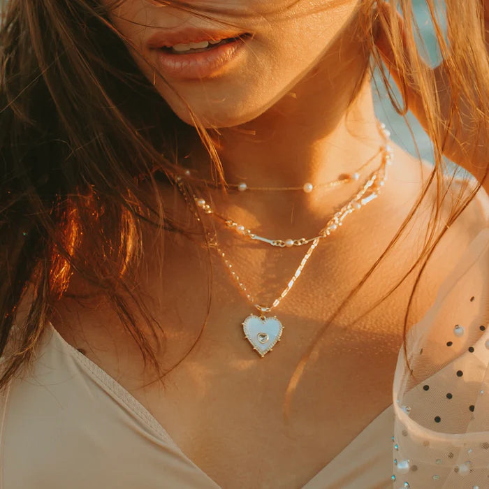 Joy Dravecky - Vivian Pearl Heart Necklace in Pearl