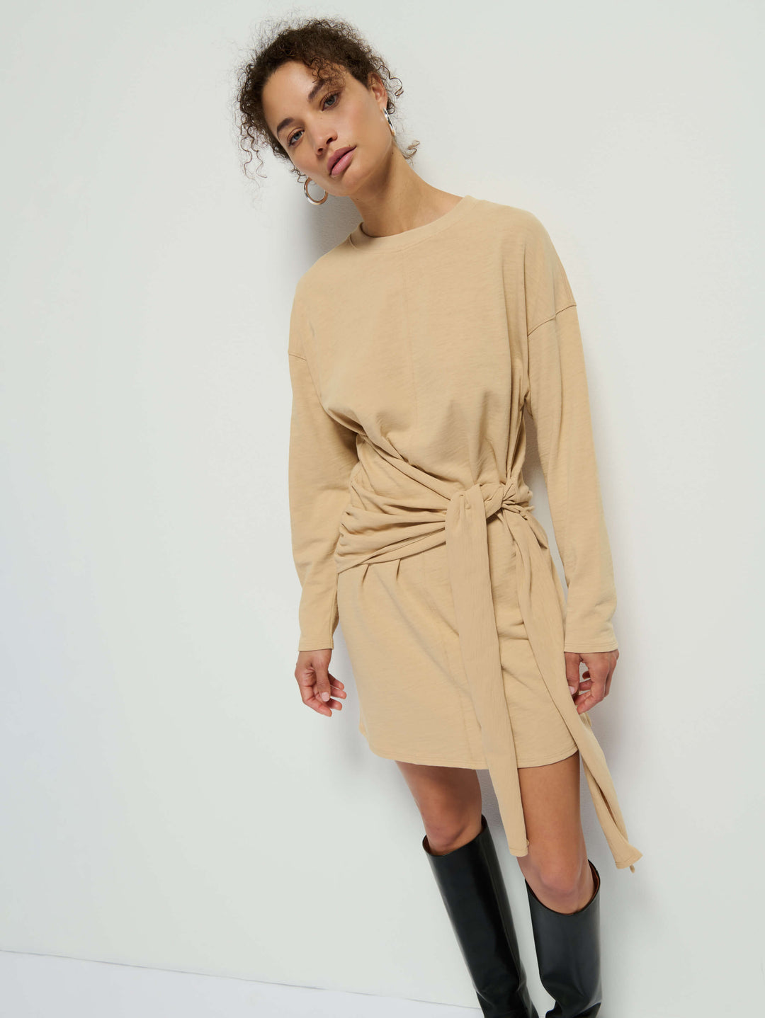 Nation LTD - Gloria Wrap Front Dress in Warm Sand