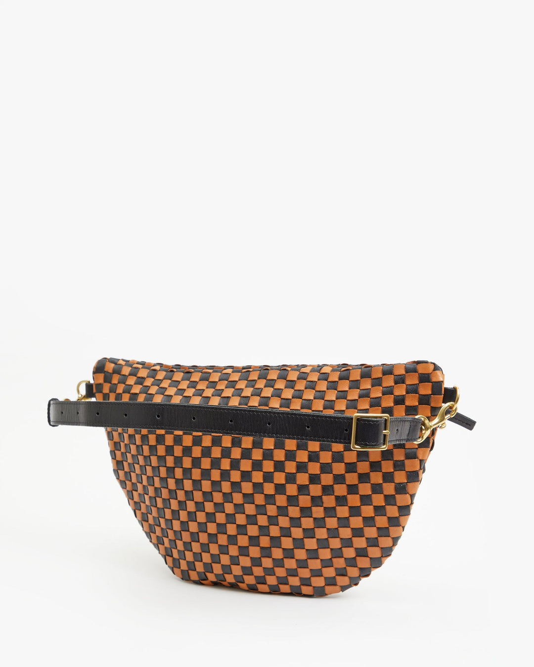 CLARE V Grande Fanny Black Cream Woven Checker