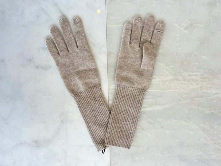 White + Warren - Cashmere Long Texting Glove in Sandwisp Heather