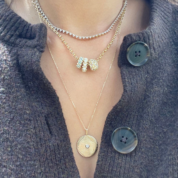 Adina - Large Diamond Rays Pendant in Y14 Gold