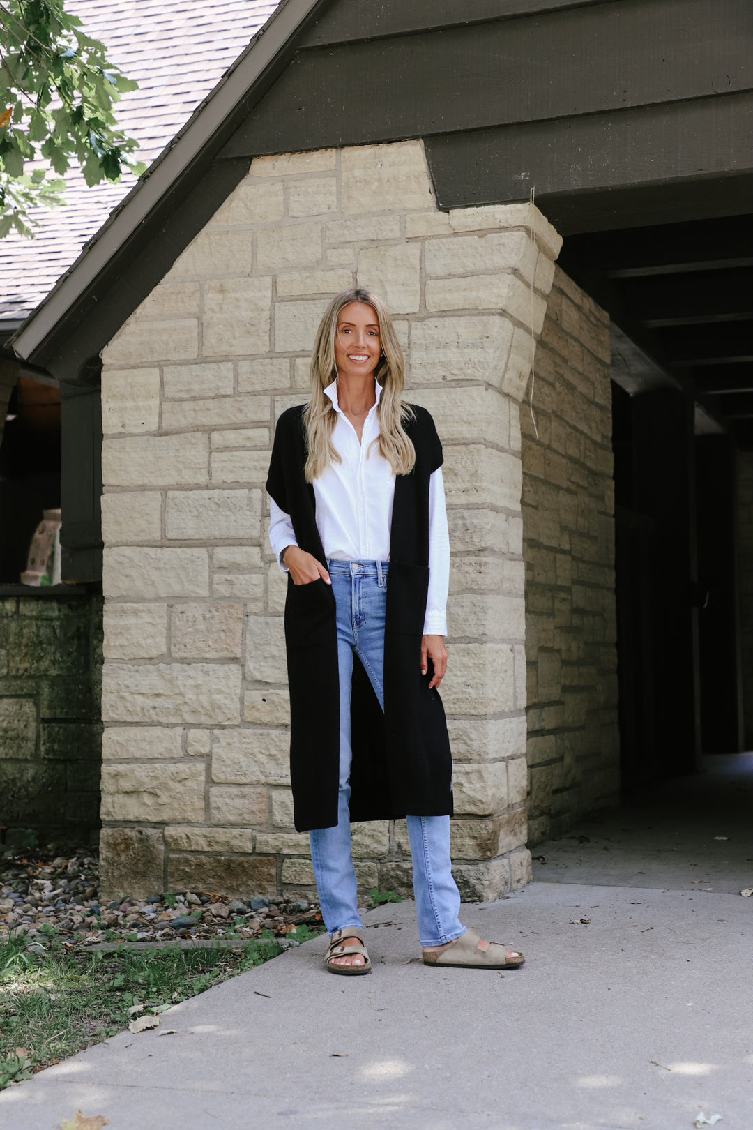 Tenlea Hunter - Long Open Cashmere Duster Cardigan in Black