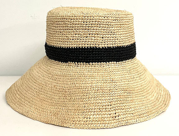 Jenni Kayne - Crochet Raffia Sun Hat in Tan Stripe
