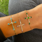 Joy Dravecky Camille Cross Bracelet in Turquoise