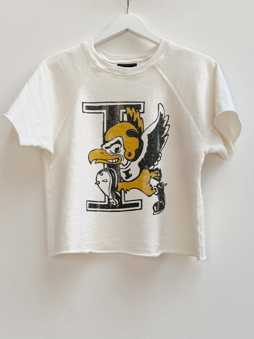 Retro Brand x BG - Iowa Short Sleeve Sweatshirt in Antique White Graphic Sweatshirt