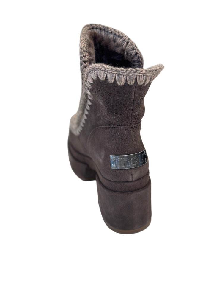 Mou - Platform Bootie Suede in Brown Pepper