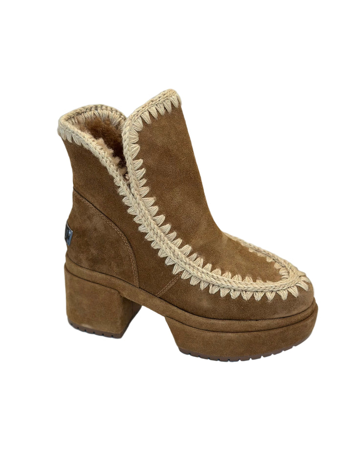 Mou - Platform Bootie Suede in Cognac