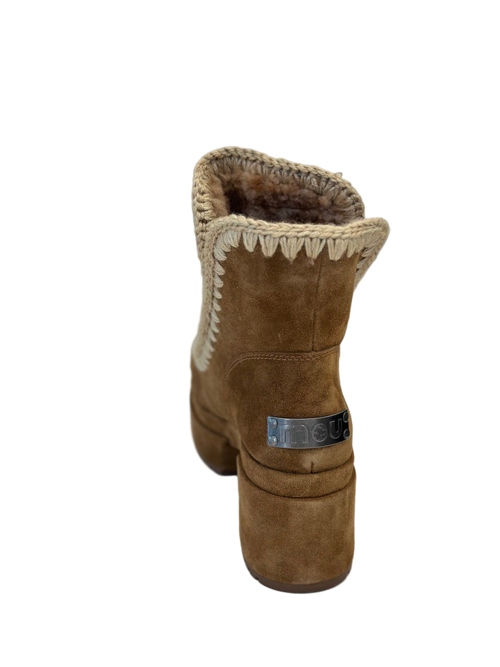 Mou - Platform Bootie Suede in Cognac