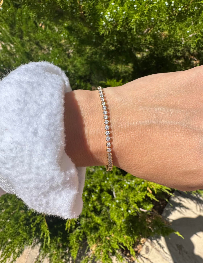 Alexa Leigh- Lenore Crystal Tennis Bracelet - Yellow Gold 6.5"
