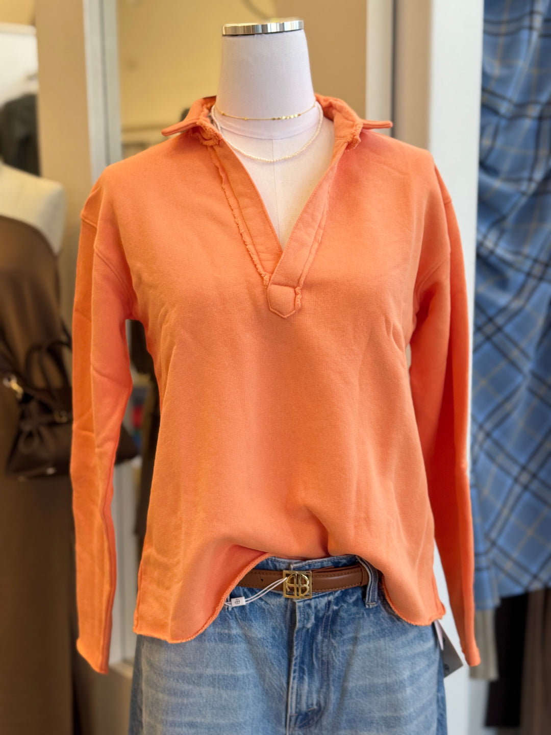 Frank & Eileen - Patrick Popover Henley in Persimmon Clothing