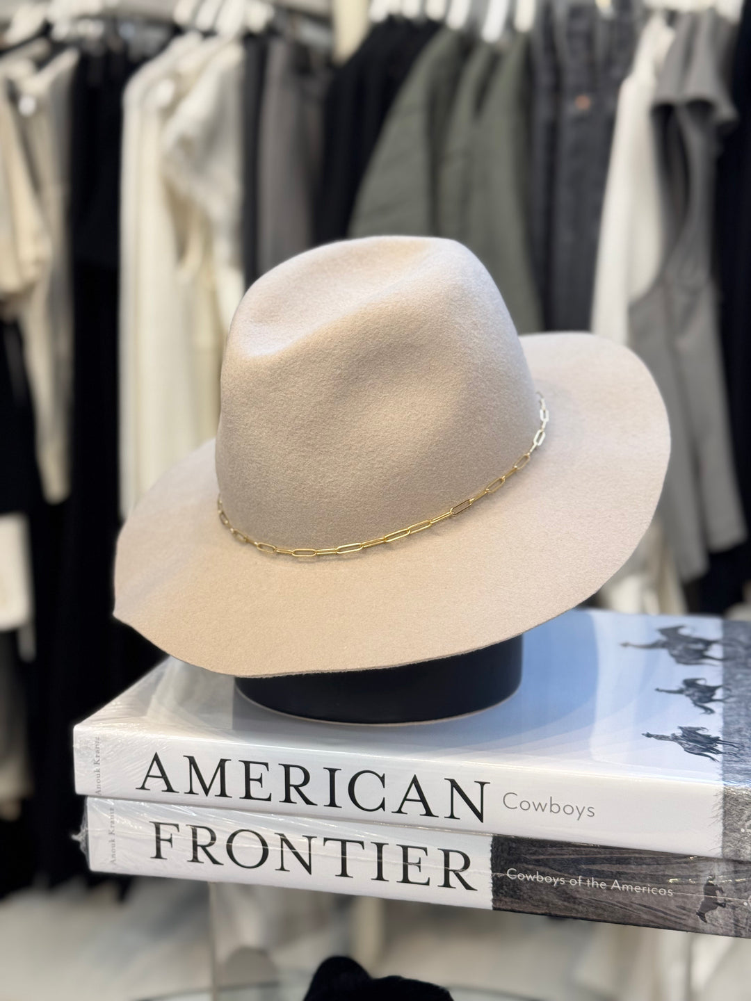 Hat Attack - Harper Fedora with Gold Chain in Beige