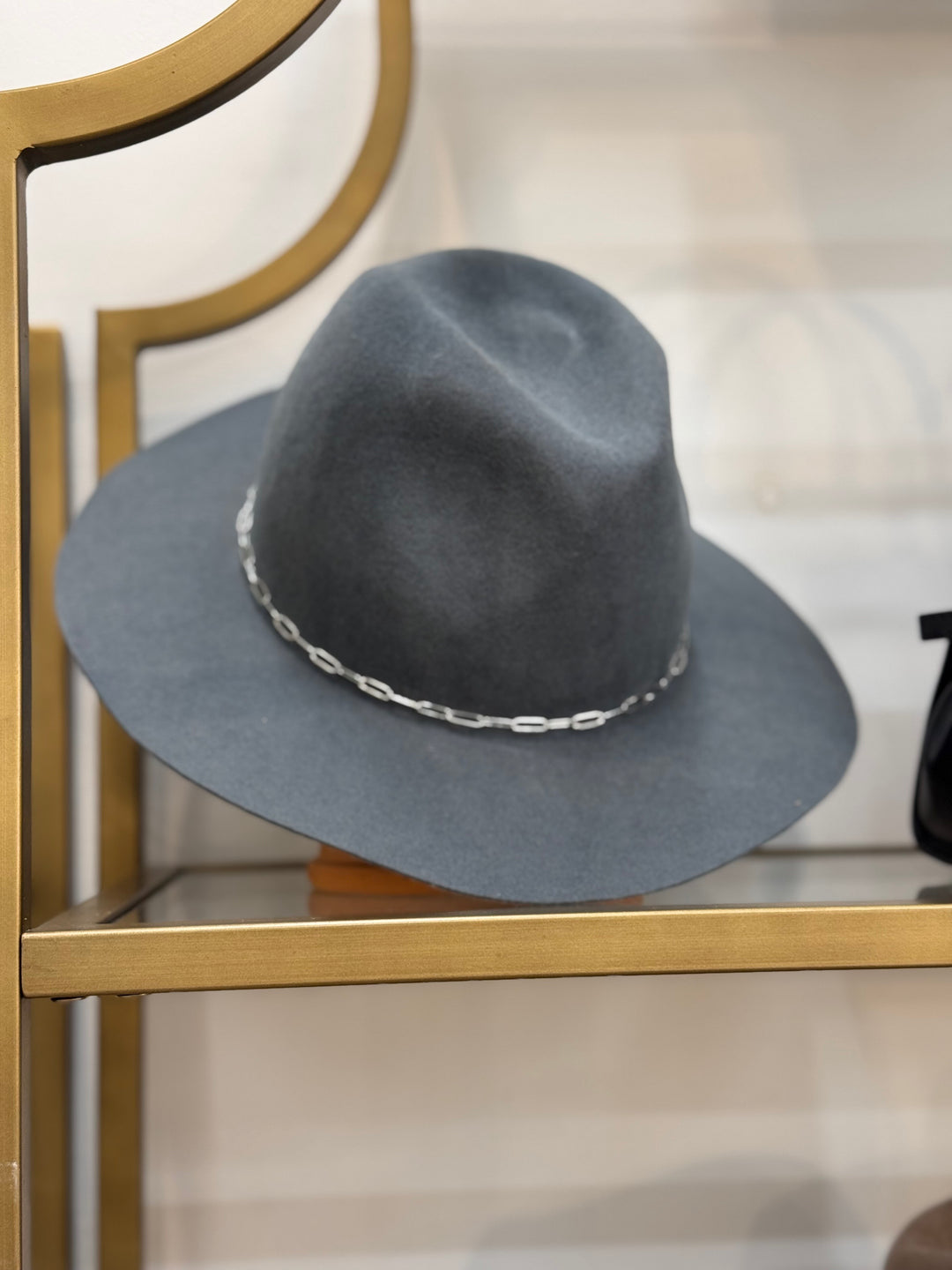 Hat Attack - Harper Fedora with Silver Chain in Slate Accessories