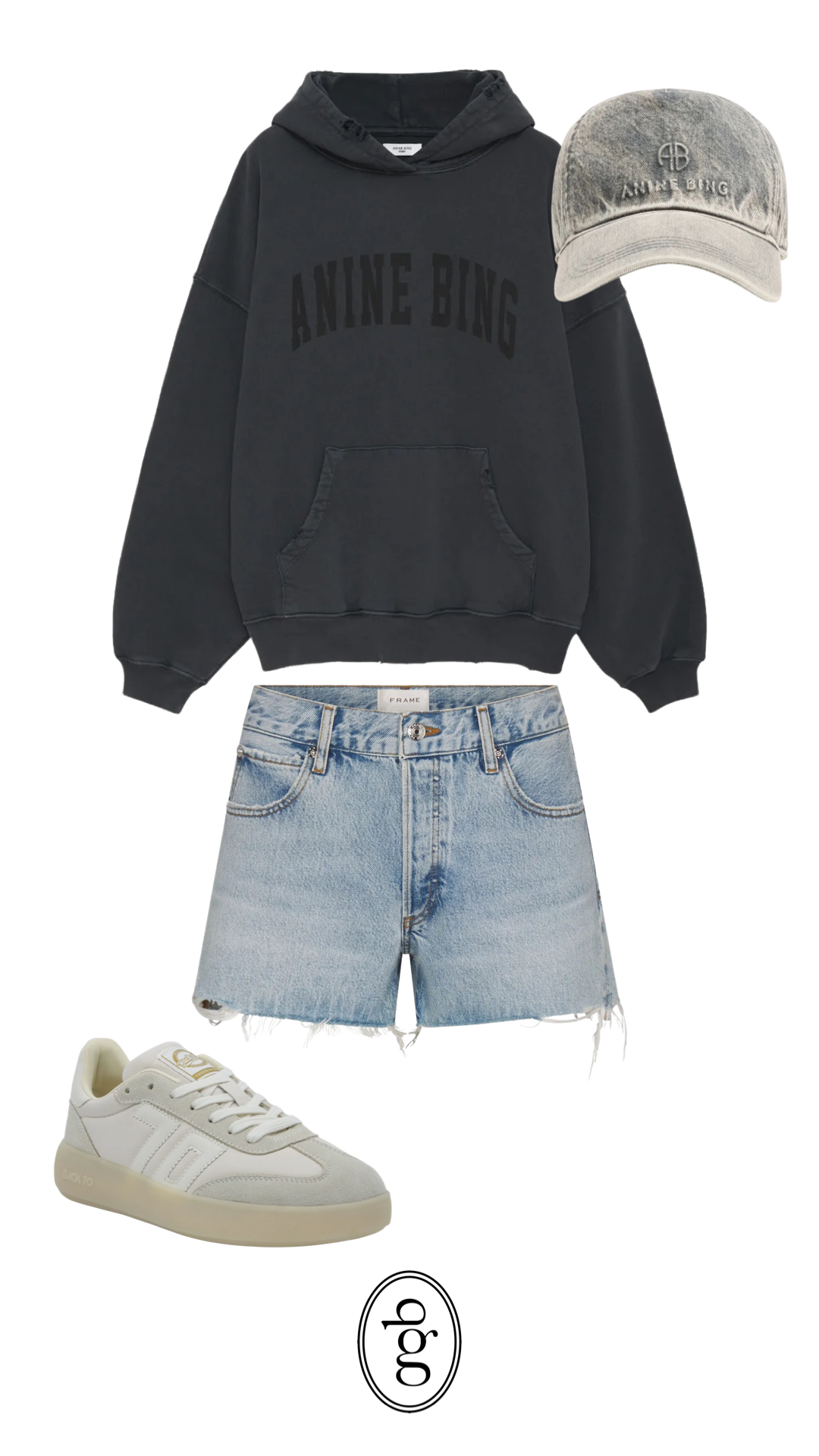 ANINE BING - Harvey Sweatshirt in Dark Washed Black Hoodie