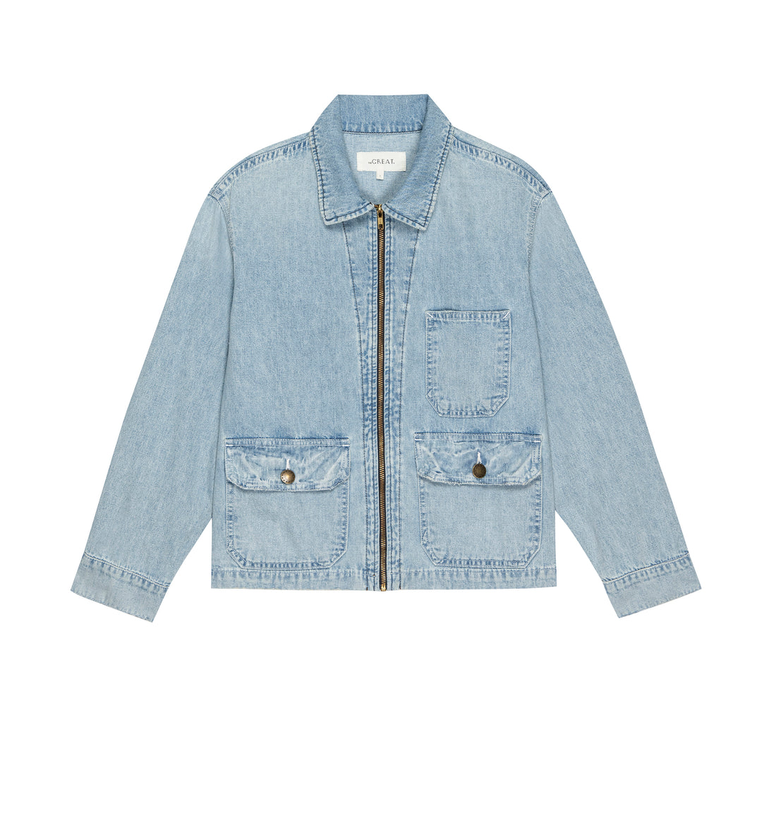 The Great - The Zip Front Chore Jacket in Dakota Wash