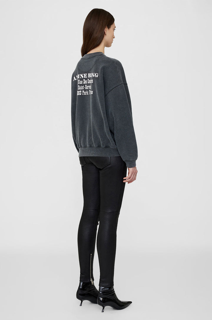 Anine Bing - Jaci Sweatshirt Paris in Washed Black