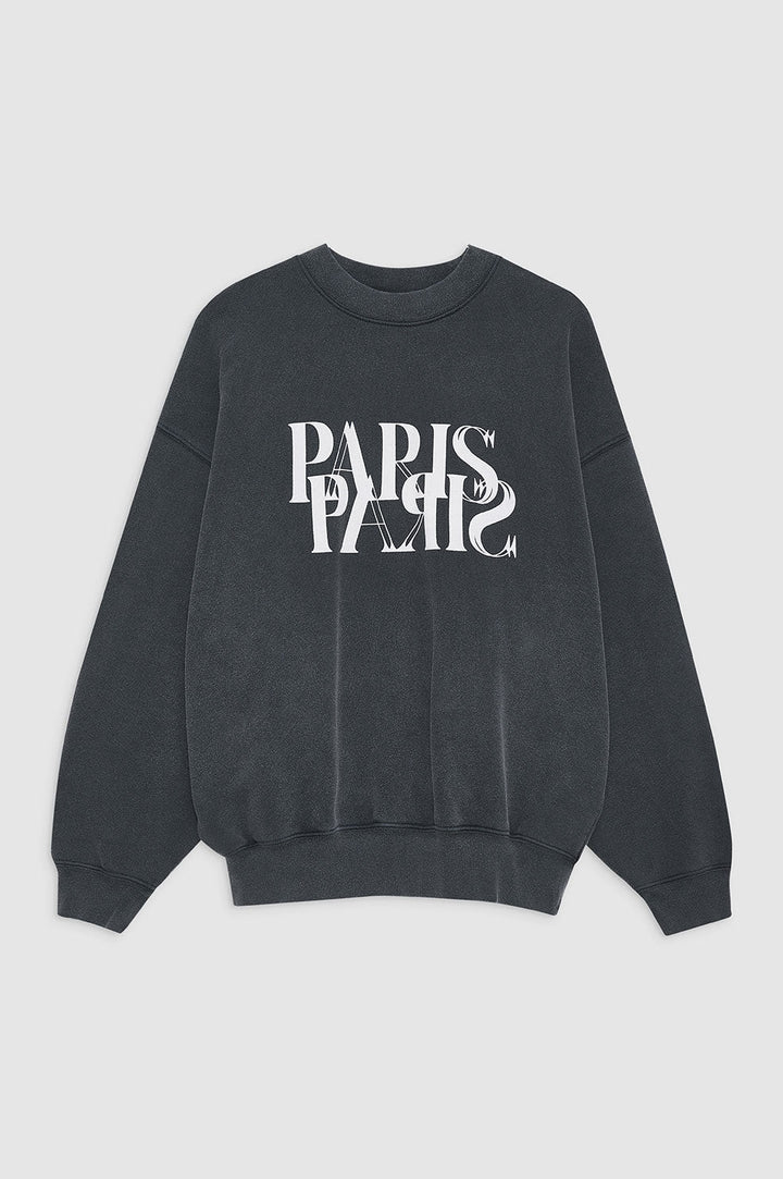 Anine Bing - Jaci Sweatshirt Paris in Washed Black
