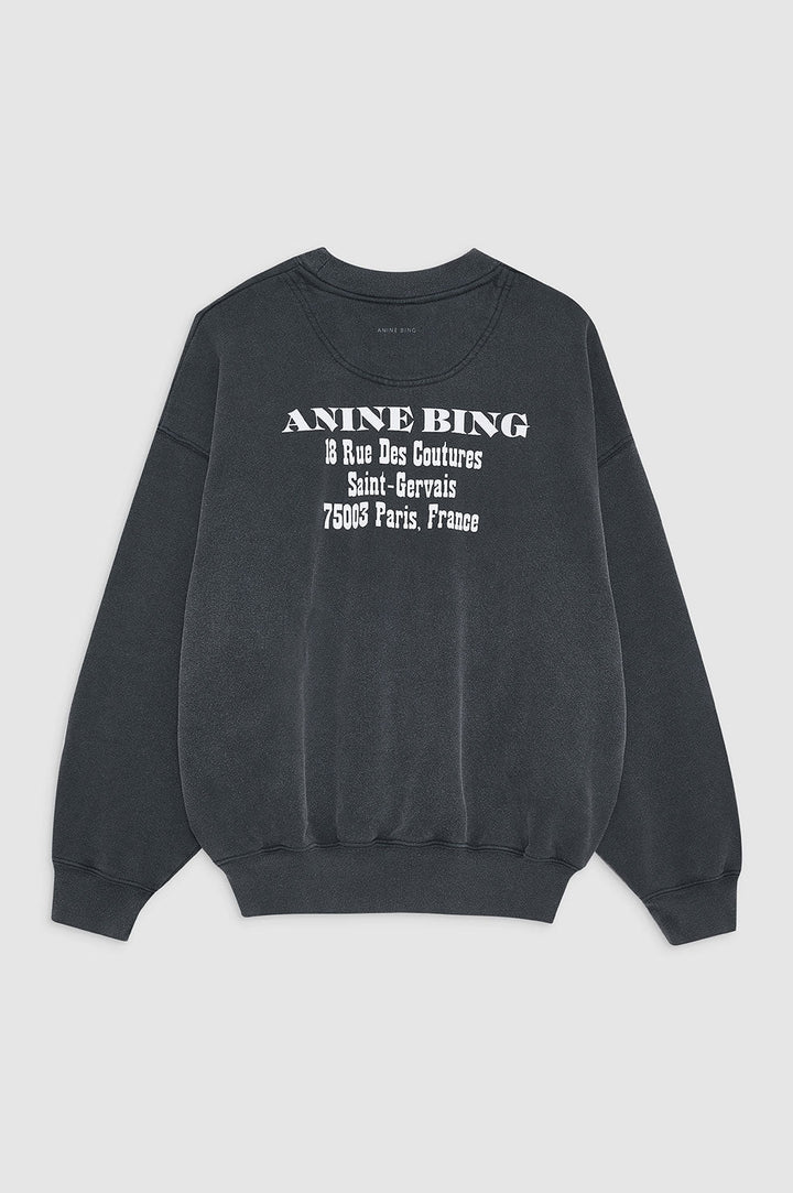 Anine Bing - Jaci Sweatshirt Paris in Washed Black