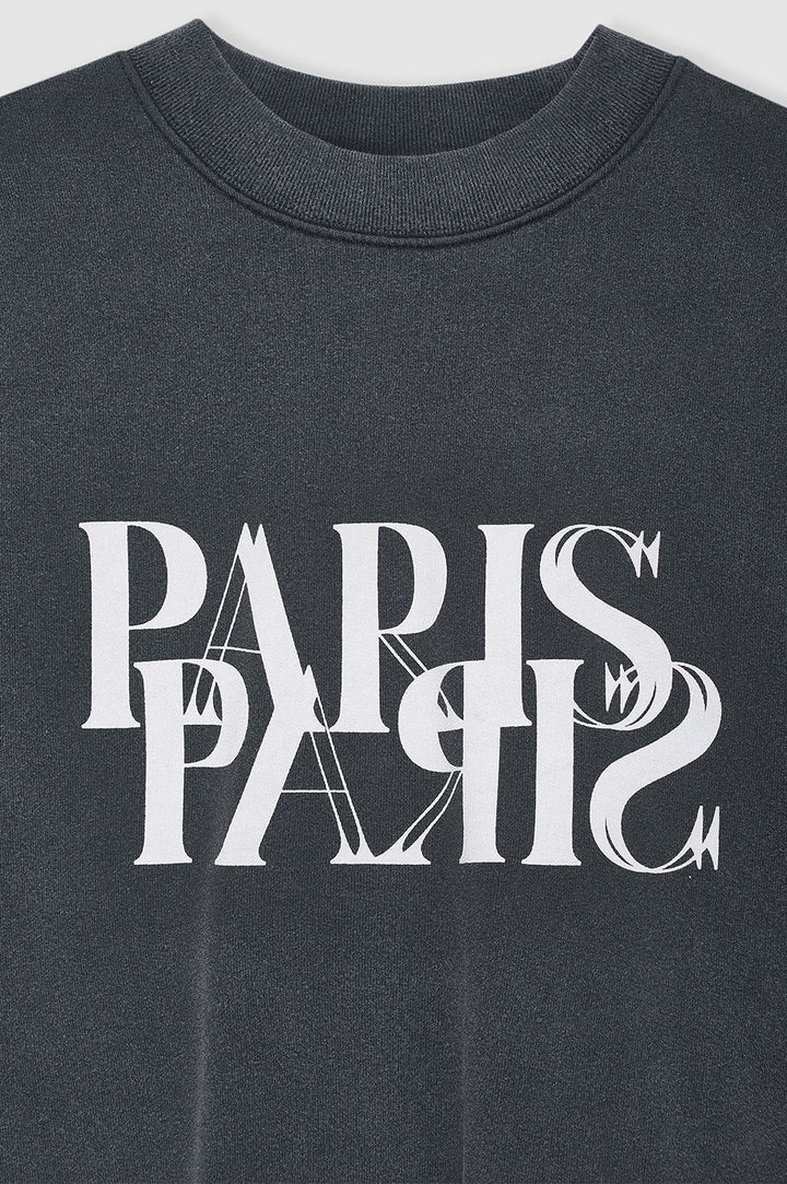 Anine Bing - Jaci Sweatshirt Paris in Washed Black