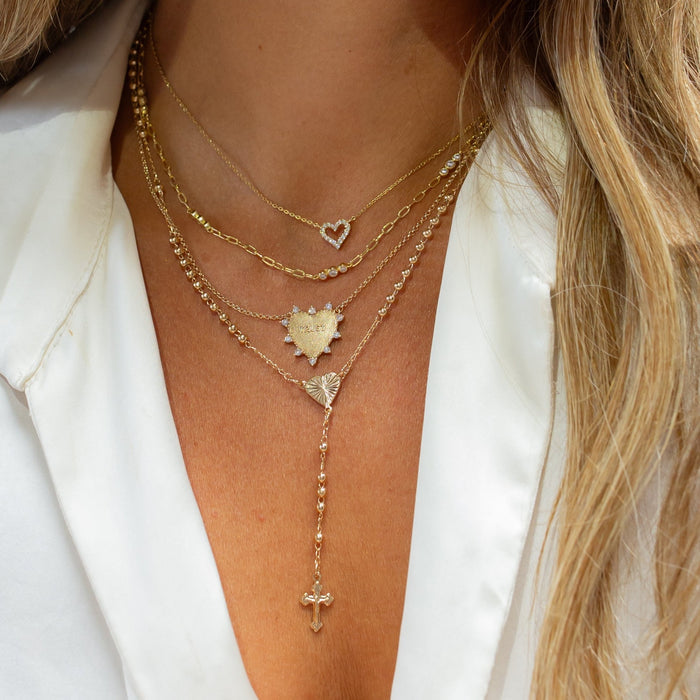 Joy Dravecky - Devotion Heart Rosary in Gold