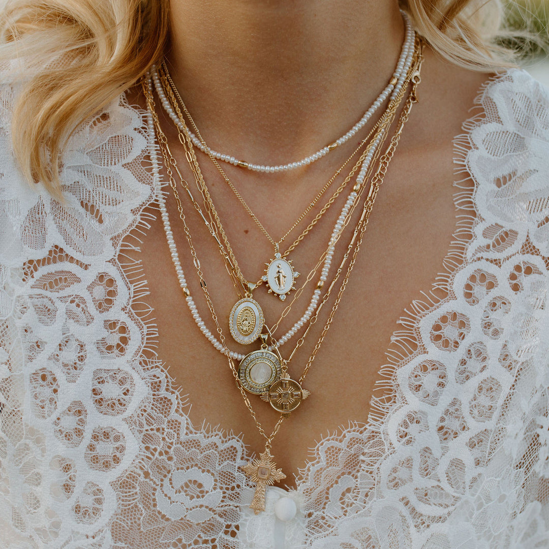 Joy Dravecky - Bali Beaded Choker in Pearl
