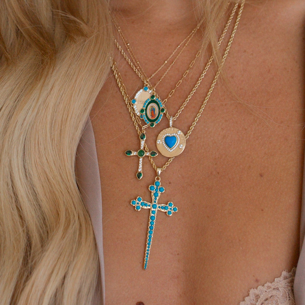 Joy Dravecky Athena Cross Necklace in Turquoise