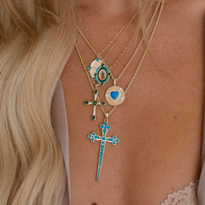 Joy Dravecky Athena Cross Necklace in Turquoise