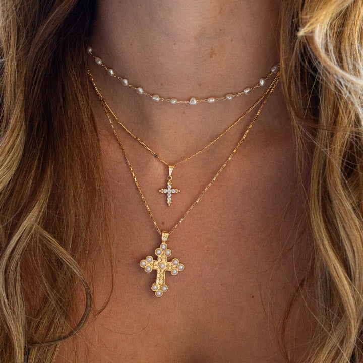 Joy Dravecky - Bali Cross Necklace in Gold