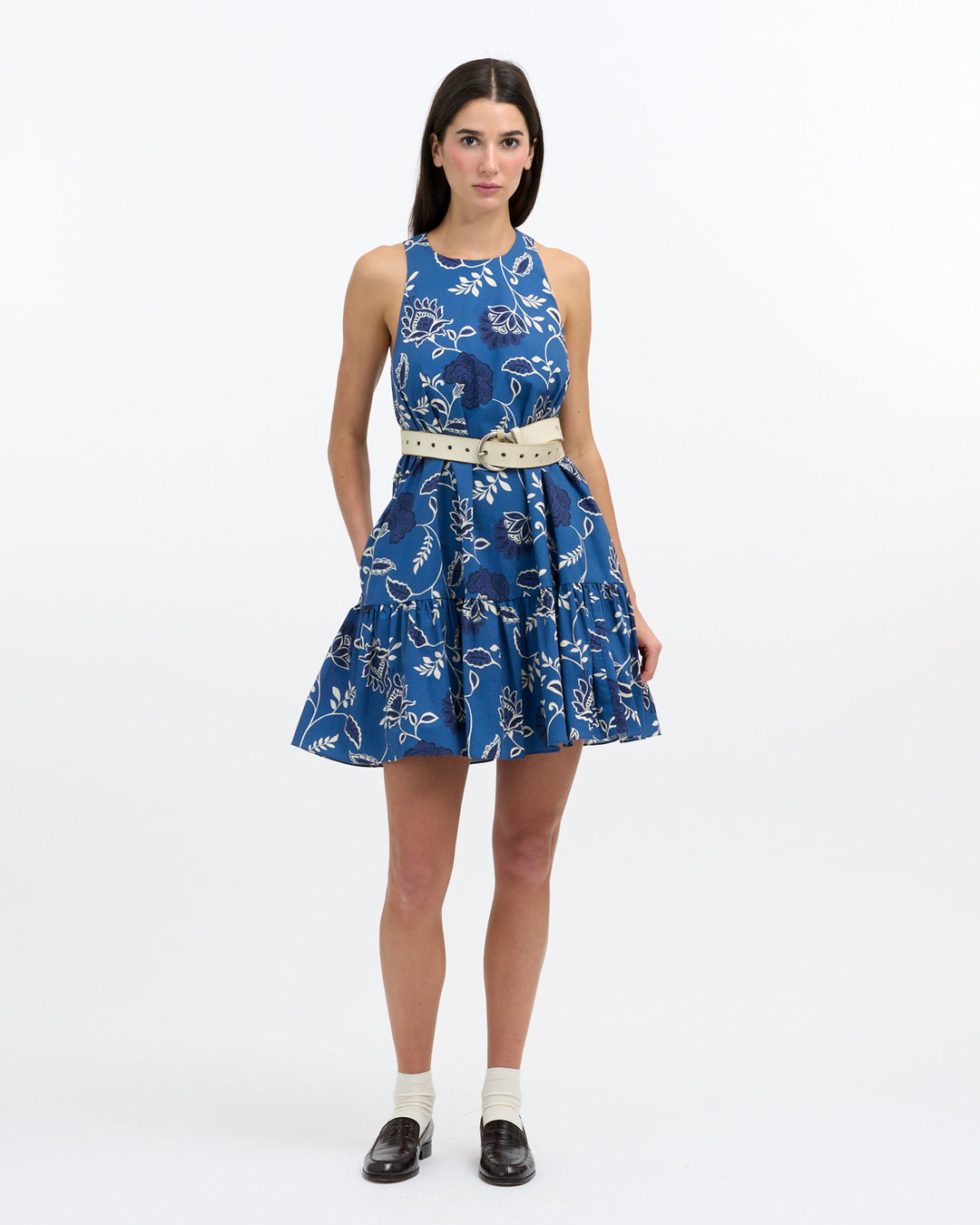 TANYA TAYLOR - Jessie Dress in French Blue and Cream