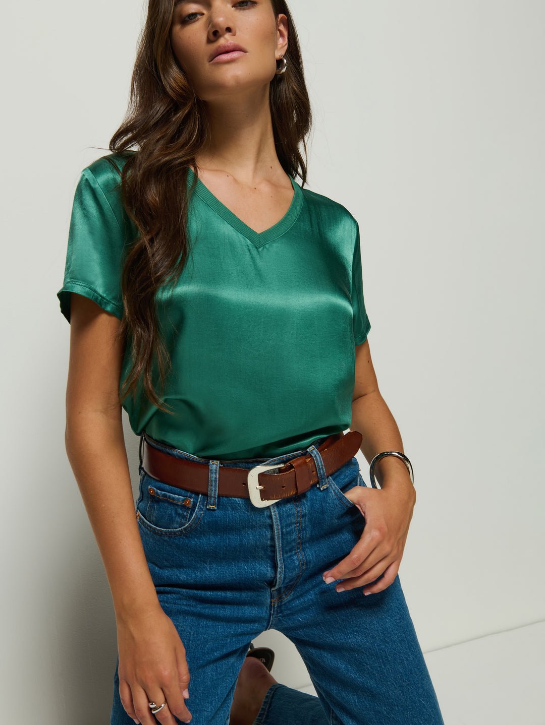 NATION LTD - June V-Neck Tee in Spruce