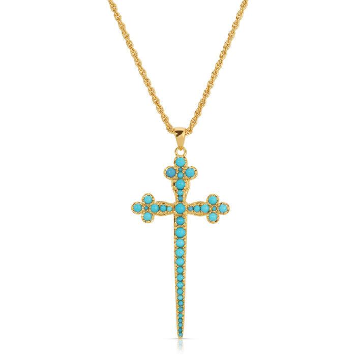 Joy Dravecky Athena Cross Necklace in Turquoise
