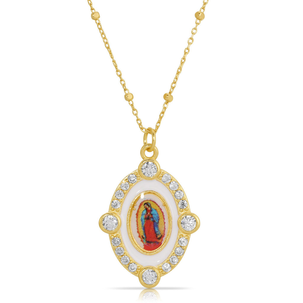 Joy Dravecky Guadalupe Enamel Necklace in White