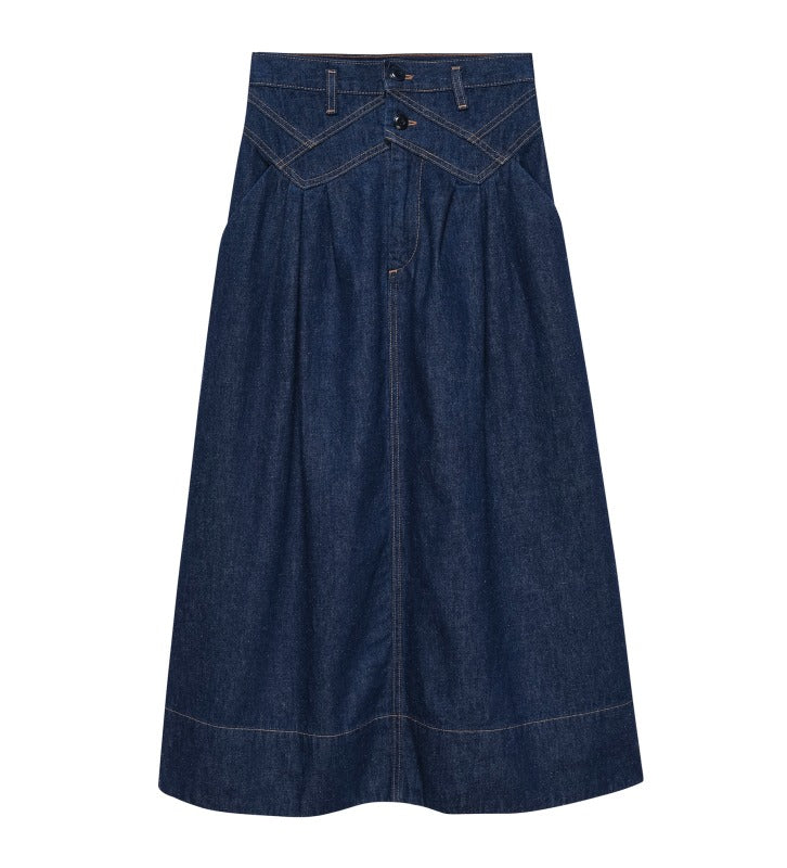 The Great - The Field Skirt in Midnight Rinse
