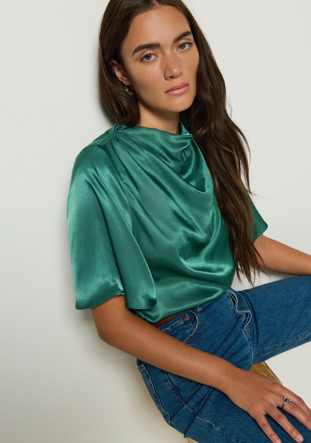 NATION LTD - Karine Cowl Neck Top in Spruce