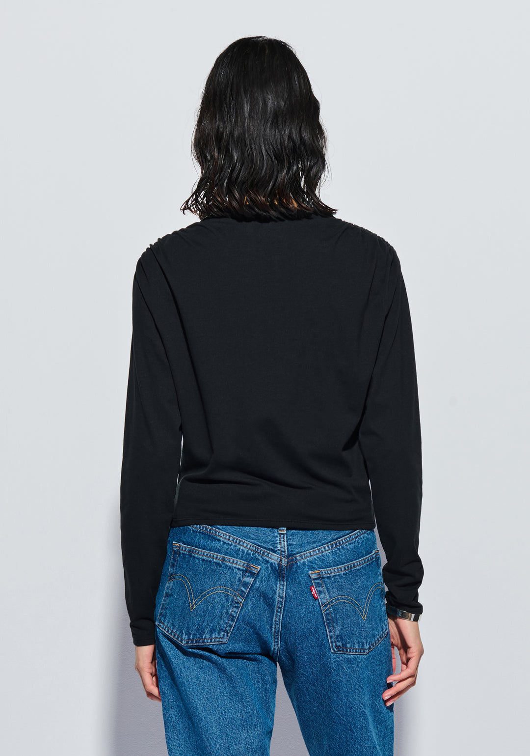 NATION LTD - Kit Shirred Top in Jet Black