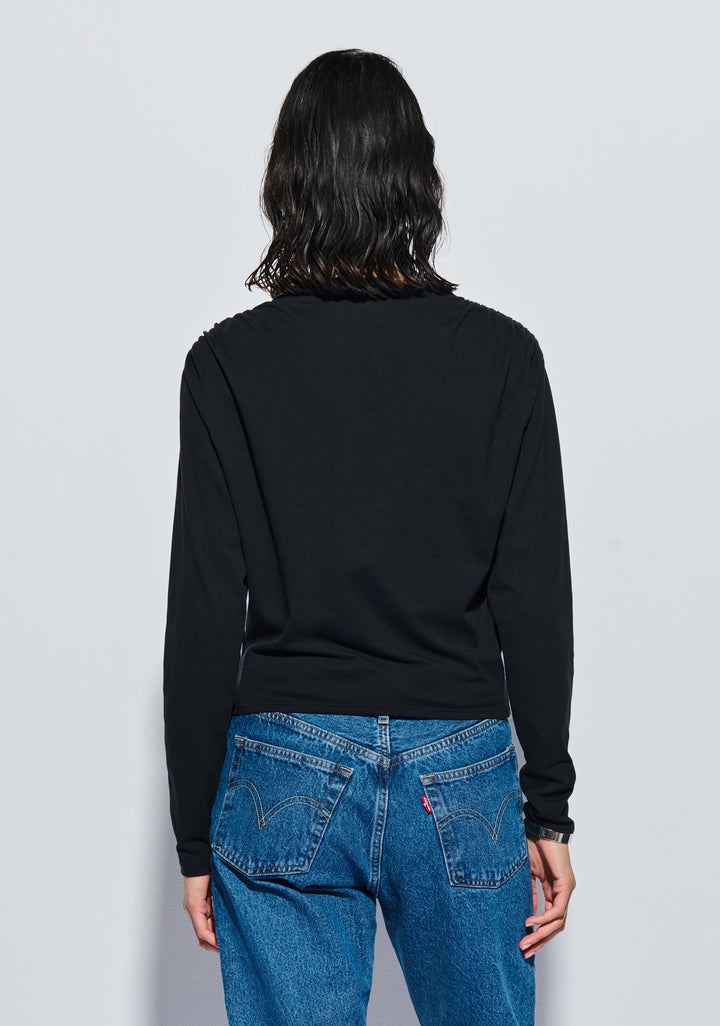 NATION LTD - Kit Shirred Top in Jet Black