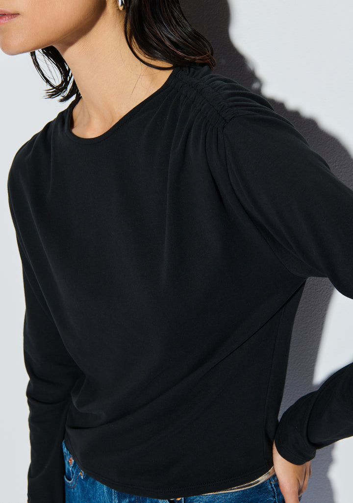 NATION LTD - Kit Shirred Top in Jet Black