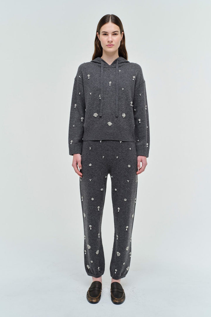 Simkhai - Karmen Embellished Hooded Top in Charcoal Grey