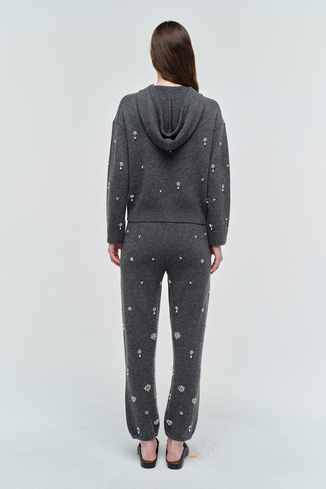 Simkhai - Karmen Embellished Hooded Top in Charcoal Grey