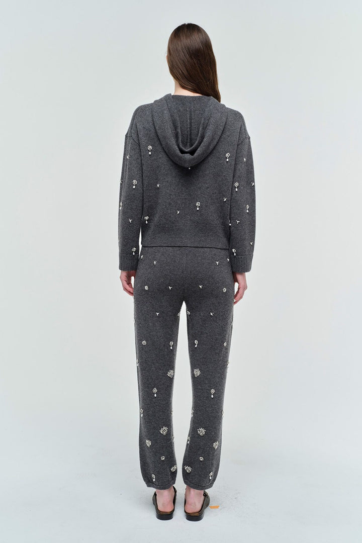 Simkhai - Karmen Embellished Hooded Top in Charcoal Grey