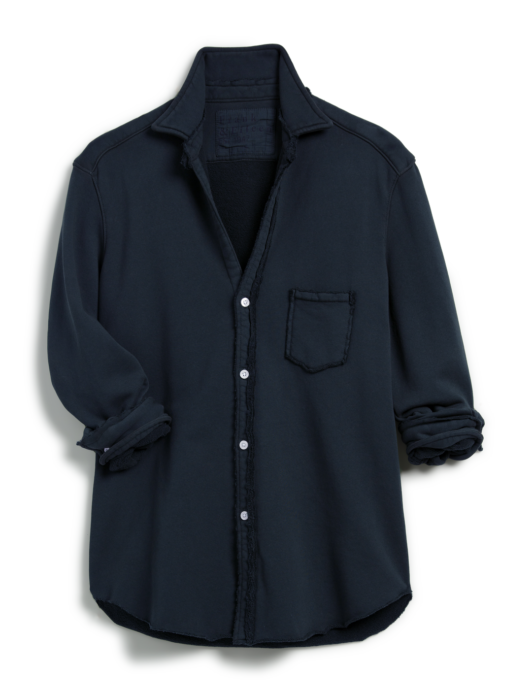 Frank & Eileen - Eileen Relaxed Button Up Triple Fleece in British Royal Navy